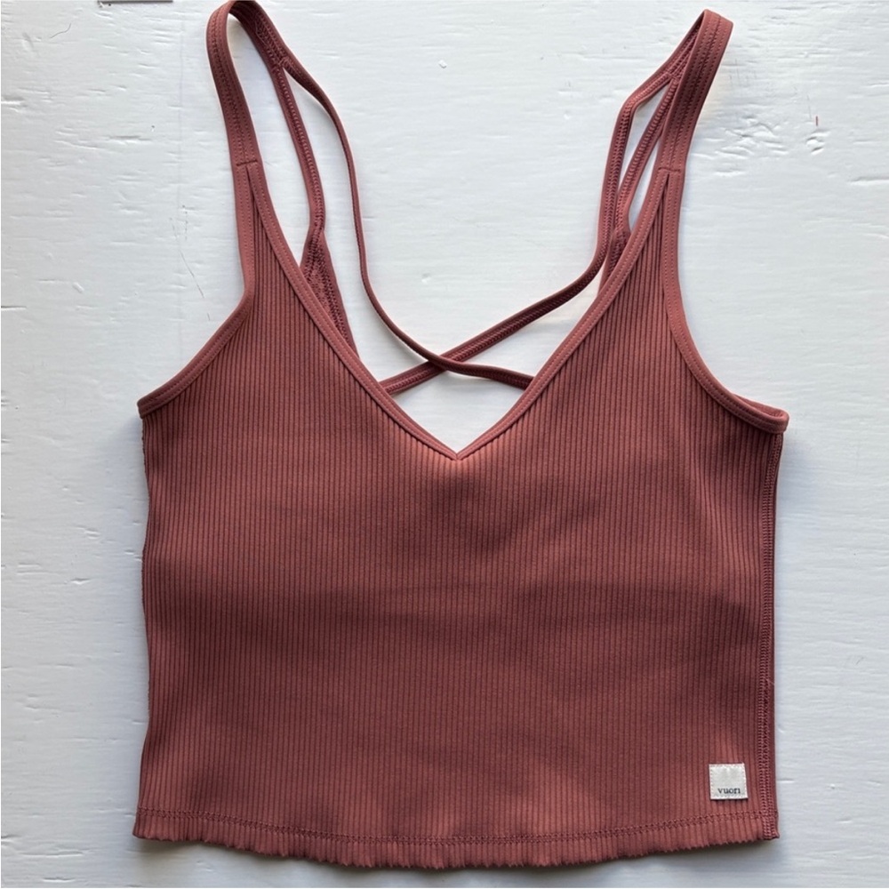 Vuori Mauve Ribbed Crop Top